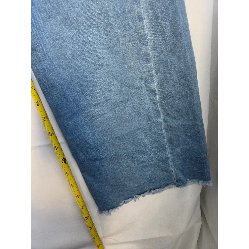Sidefeel Wide Leg Jeans Womens Blue Medium Wash Relaxed High Rise Raw Hem